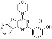 structure of CAS# 371935-79-4, 3-[4-(4-Morpholinyl)pyrido[3',2':4,5]furo[3,2-d]pyrimidin-2-yl]phenol monohydrochloride