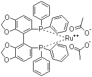 Diacetato[(S)-(-)-5,5'-bis(diphenylphosphino)-4,4'-bi-1,3-benzodioxole]ruthenium(II) molecular structure (CAS 373650-12-5)