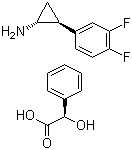 结构式 CAS# 376608-71-8, (1R,2S)-2-(3,4-二氟苯基)环丙胺 (R)-扁桃酸盐