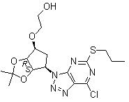 2-[[(3aR,4S,6R,6aS)-6-[7-Chloro-5-(propylthio)-3H-1,2,3-triazolo[4,5-d]pyrimidin-3-yl]tetrahydro-2,2-dimethyl-4H-cyclopenta-1,3-dioxol-4-yl]oxy]-ethanol molecular structure (CAS 376608-75-2)