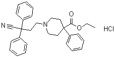 structure of CAS# 3810-80-8, Diphenoxylate hydrochloride;1-(3-Cyano-3,3-diphenylpropyl)-4-phenylpiperidine-4-carboxylic acid ethyl ester hydrochloride