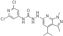 structure of CAS# 383150-41-2, N-(2,6-Dichloro-4-pyridinyl)-2-[1,3-dimethyl-4-(1-methylethyl)-1H-pyrazolo[3,4-b]pyridin-6-yl]hydrazinecarboxamide;JTE 013