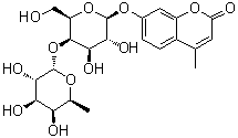 7-[[4-O-(6-Deoxy-alpha-L-galactopyranosyl)-beta-D-galactopyranosyl]oxy]-4-methyl-2H-1-benzopyran-2-one molecular structure (CAS 383160-15-4)