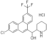 alpha-[2-氯-6-(三氟甲基)-9-菲基]-2-哌啶甲醇盐酸盐分子结构 (CAS 38644-10-9)