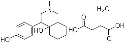 结构式 CAS# 386750-22-7, 琥珀酸去甲文拉法辛; 4-(2-(二甲基氨基)-1-(1-羟基环己基)乙基)苯酚琥珀酸盐一水物