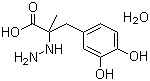 结构式 CAS# 38821-49-7, 卡比多巴; (S)-alpha-甲基-alpha-肼基-3,4-二羟基苯丙酸一水合物