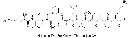 L-赖氨酰-L-异亮氨酰-L-苯丙氨酰-L-丝氨酰-L-alpha-谷氨酰-L-缬氨酰-L-苏氨酰-L-亮氨酰-L-赖氨酸分子结构 (CAS 390750-26-2)