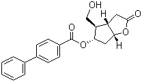结构式 CAS# 39265-57-1, (+)-科里内酯 5-(4-苯基苯甲酸酯); (3aS,4R,5S,6aR)-六氢-4-(羟甲基)-2-氧代-2H-环戊并[b]呋喃-5-基 1,1'-联苯-4-甲酸酯