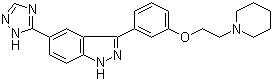 structure of CAS# 395104-30-0, 3-[3-[2-(1-Piperidinyl)ethoxy]phenyl]-5-(1H-1,2,4-triazol-5-yl)-1H-indazole