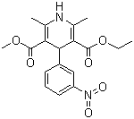 structure of CAS# 39562-70-4, Nitrendipine;Ethyl methyl 1,4-dihydro-2,6-dimethyl-4-(meta-nitrophenyl)-3,5-pyridinedicarboxylate; 1,4-Dihydro-2,6-dimethyl-4-(3-nitrophenyl)-3,5-pyridinedicarboxylic acid ethyl methyl ester
