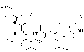 N-Acetyl-L-valyl-L-methionyl-(2S,4S,5S)-5-amino-4-hydroxy-6-methyl-2-(1-methylethyl)heptanoyl-L-alanyl-L-alpha-glutamyl-L-phenylalanine molecular structure (CAS 400836-30-8)