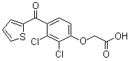 structure of CAS# 40180-04-9, 2,3-Dichloro-4-(2-thenoyl)phenoxyacetic acid;4-(2-Thienylcarbonyl)-2,3-dichlorophenoxyacetic acid; ANP 3624; CE 3624; Difluorex; FR 3068; SKF 62698; Selacryn; Thienylic acid; Ticrynafen; Tienilic acid; Tienylic acid