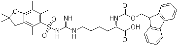 N-Fmoc-N'-(2,2,4,6,7-pentamethyldihydrobenzofuran-5-sufonyl)-L-homoarginine molecular structure (CAS 401915-53-5)
