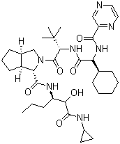 (1S,3aR,6aS)-(2S)-2-环己基-N-(2-吡嗪基羰基)甘氨酰-3-甲基-L-缬氨酰-N-[(1S)-1-[2-(环丙基氨基)-1-羟基-2-氧代乙基]丁基]八氢环戊并[c]吡咯-1-甲酰胺分子结构 (CAS 402959-36-8)