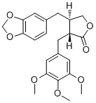 structure of CAS# 40456-50-6, Yatein;(-)-Yatein; (-)-trans-3-(3,4-Methylenedioxybenzyl)-2-(3,4,5-trimethoxybenzyl)butyrolactone; Deoxypodorhizon; Deoxypodorhizone; Dihydroanhydropodorhizol