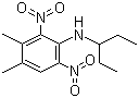 structure of CAS# 40487-42-1, Pendimethalin;2,6-Dinitro-N-(1-ethylpropyl)-3,4-xylidine; 3,4-Dimethyl-2,6-dinitro-N-(1-ethylpropyl)-benzenamine; N-(1-Ethylpropyl)-3,4-dimethyl-2,6-dinitrobenzenamine; N-(Ethylpropyl)-2,6-dinitro-3,4-xylidine; N-(Ethylpropyl)-3,4-dimethyl-2,6-dinitroaniline; Accotab; Herbadox; Herbodox; Penoxalin; Pentagon; Pre-M 60DG