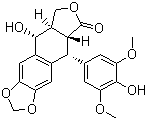 structure of CAS# 40505-27-9, 4'-Demethylpodophyllotoxin;9-Hydroxy-5-(4-hydroxy-3,5-dimethoxyphenyl)-5,8,8a,9-tetrahydrofuro[3',4':6,7]naphtho[2,3-d][1,3]dioxol-6(5aH)-one
