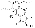 (3E,5S)-5-(羟基甲基)-3-[(1S,2R,4aS,6R,8aR)-羟基[1,2,4a,5,6,7,8,8a-八氢-1,3,6-三甲基-2-(1E)-1-丙烯-1-基-1-萘基]亚甲基]-1-甲基-2,4-吡咯烷二酮分子结构 (CAS 405072-57-3)