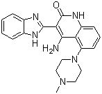 4-氨基-3-(1H-苯并咪唑-2-基)-5-(4-甲基哌嗪-1-基)喹啉-2(1H)-酮分子结构 (CAS 405169-01-9)