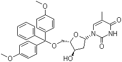 结构式 CAS# 40615-39-2, 保护胸苷; 保护胸甙; 5'-O-[双(4-甲氧基苯基)苄基]-2'-胸腺嘧啶核苷