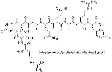 L-精氨酰-L-丝氨酰-L-alpha-天冬氨酰-L-丝氨酰甘氨酰-L-谷氨酰胺酰-L-谷氨酰胺酰-L-丙氨酰-L-精氨酰-L-酪氨酸分子结构 (CAS 406478-23-7)