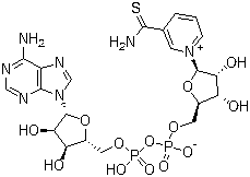 structure of CAS# 4090-29-3, 3-Thiocarbamoylpyridine adenine dinucleotide;3-Thionicotinamide adenine dinucleotide; Thionicotinamide-DPN; Thionicotinamide-NAD; Thionicotinamide-adenine dinucleotide