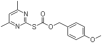 structure of CAS# 41840-29-3, Carbonothioic acid S-(4,6-dimethyl-2-pyrimidinyl) O-[(4-methoxyphenyl)methyl] ester;2-((p-Methoxybenzyloxycarbonyl)thio)-4,6-dimethylpyrimidine; NSC 332547