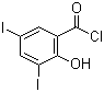structure of CAS# 42016-91-1, 3,5-Diiodosalicyloyl chloride;2-Hydroxy-3,5-diiodobenzoyl chloride