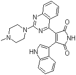 结构式 CAS# 425637-18-9, Sotrastaurin; 3-(1H-吲哚-3-基)-4-[2-(4-甲基哌嗪-1-基)喹唑啉-4-基]吡咯-2,5-二酮