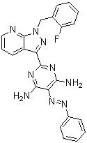 2-[1-[(2-Fluorophenyl)methyl]-1H-pyrazolo[3,4-b]pyridin-3-yl]-5-(phenylazo)-4,6-pyrimidinediamine molecular structure (CAS 428854-23-3)
