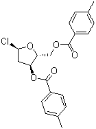 structure of CAS# 4330-21-6, 2-Deoxy-alpha-D-erythropentofuranosyl chloride 3,5-bis(4-methylbenzoate);1-Chloro-2-deoxy-3,5-di-O-p-toluoyl-alpha-D-ribose; 2-Deoxy-3,5-di-O-p-toluoyl-alpha-D-erythro-pentofuranosyl chloride; 3,5-Di-O-p-toluyl-2-deoxy-alpha-D-ribofuranosyl chloride; Hoffer's chlorosugar; Hoffer's alpha-chlorosugar; NSC 148837