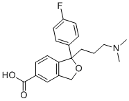 structure of CAS# 440121-09-5, Escitalopram EP Impurity M;Citalopram carboxylic acid impurity;1-[3-(dimethylamino)propyl]-1-(4-fluorophenyl)-3H-2-benzofuran-5-carboxylic acid