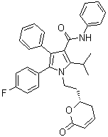 structure of CAS# 442851-50-5, 1-[2-[(2S)-3,6-Dihydro-6-oxo-2H-pyran-2-yl]ethyl]-5-(4-fluorophenyl)-2-(1-methylethyl)-N,4-diphenyl-1H-pyrrole-3-carboxamide