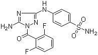 4-[[5-氨基-1-(2,6-二氟苯甲酰基)-1H-1,2,4-三唑-3-基]氨基]苯磺酰胺分子结构 (CAS 443797-96-4)