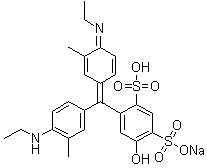 structure of CAS# 4463-44-9, Xylene cyanol;4-[[4-(Ethylamino)-3-methylphenyl][4-(ethylimino)-3-methyl-2,5-cyclohexadien-1-ylidene]methyl]-6-hydroxy-1,3-benzenedisulfonic acid sodium salt