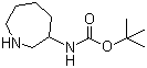 structure of CAS# 454451-26-4, tert-Butyl azepan-3-ylcarbamate;(Hexahydro-1H-azepin-3-yl)-carbamic acid 1,1-dimethylethyl ester; N-(Hexahydro-1H-azepin-3-yl)-carbamic acid 1,1-dimethylethyl ester