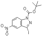 3-Iodo-5-nitro-1H-indazole-1-carboxylic acid tert-butyl ester molecular structure (CAS 459133-69-8)