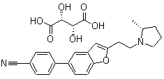 4-[2-[2-[(2R)-2-Methyl-1-pyrrolidinyl]ethyl]-5-benzofuranyl]benzonitrile tartrate molecular structure (CAS 460748-71-4)