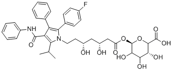 1-O-[(3R,5R)-7-{2-(4-Fluorophenyl)-4-[(Z)-hydroxy(phenylimino)methyl]-5-isopropyl-3-phenyl-1H-pyrrol-1-yl}-3,5-dihydroxyheptanoyl]-β-D-glucopyranuronic acid molecular structure (CAS 463962-58-5)