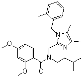 N-(3-Methylbutyl)-2,4-dimethoxy-N-[[1-(2-methylphenylmethyl)-4,5-dimethyl-1H-imidazol-2-yl]methyl]benzamide molecular structure (CAS 475466-57-0)