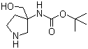 (3-Hydroxymethylpyrrolidin-3-yl)carbamic acid tert-butyl ester molecular structure (CAS 475469-15-9)