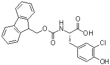 structure of CAS# 478183-58-3, 3-Chloro-N-[(9H-fluoren-9-ylmethoxy)carbonyl]-L-tyrosine