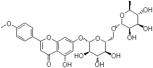 structure of CAS# 480-36-4, Linarin;Buddleoside; 7-((6-O-(6-Deoxy-alpha-L-mannopyranosyl)-beta-D-glucopyranosyl)oxy)-5-hydroxy-2-(4-methoxyphenyl)-4H-benzopyran-4-one