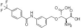 (2S,3S)-2-Amino-3-((3-(4-(trifluoromethyl)benzamido)benzyl)oxy)succinic acid molecular structure (CAS 480439-73-4)