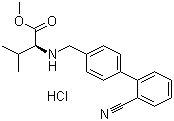 structure of CAS# 482577-59-3, N-[(2'-Cyano[1,1'-biphenyl]-4-yl)methyl]-L-valine methyl ester hydrochloride