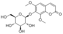 异嗪皮啶 7-O-beta-D-葡萄糖苷分子结构 (CAS 483-91-0)
