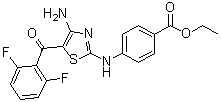 4-[[4-氨基-5-(2,6-二氟苯甲酰基)噻唑-2-基]氨基]苯甲酸乙酯分子结构 (CAS 486413-80-3)