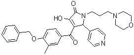 structure of CAS# 489415-96-5, 1,5-Dihydro-3-hydroxy-4-[3-methyl-4-(phenylmethoxy)benzoyl]-1-[3-(4-morpholinyl)propyl]-5-(4-pyridinyl)-2H-pyrrol-2-one