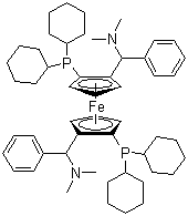 (1R,1'R)-1,1'-Bis(dicyclohexylphosphino)-2,2'-bis[(R)-(dimethylamino)phenylmethyl]ferrocene molecular structure (CAS 494227-35-9)