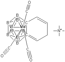 N,N,N-三甲基甲铵 [(7,8,9,10,11-eta)-7,8-(1,3-丁二烯-1,4-二基)九氢-7,8-二碳杂巢式十一硼酸根]三羰基锰酸盐分子结构 (CAS 49564-26-3)